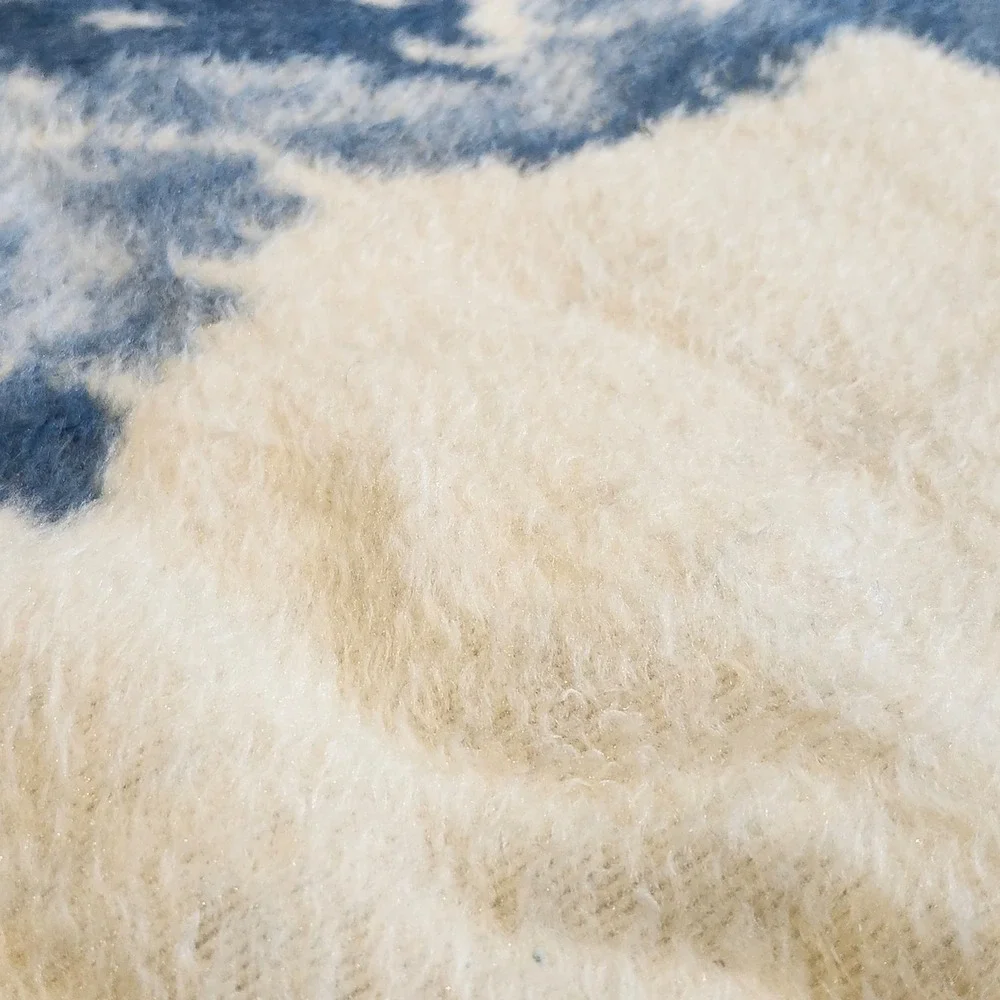 Vintage Ibena Blanket Blue Puppy Kitten Reversible Cottagecore Appx. 60x73